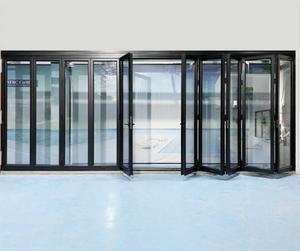 Porte pliante accordéon de villa extérieure en aluminium design moderne finition noire bi-pliante avec double vitrage porte <span class=keywords><strong>Helton</strong></span> - Product Image 3