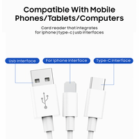 Adaptateur de concentrateur USB 5 en 1 avec port de chargement USB SD TF Carder Reader et station d'accueil pour câble 3 en 1