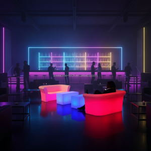 أريكة تشيسترفيلد فاخرة من البلاستيك مع إضاءة LED بـ16 لونًا للفنادق وغرف المعيشة - Product Image 3