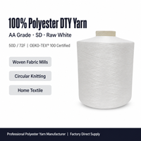 Fil à tricoter ultra doux 100 % polyester DTY 75/72 de qualité AA, faible élasticité, certifié Oeko-Tex 100, pour chaussettes, sous-vêtements, vêtements, tricot et tissage