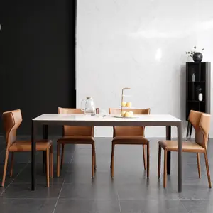 Роскошная дизайнерская мебель для дома, современный Прямоугольный Обеденный стол на 6 мест из мрамора