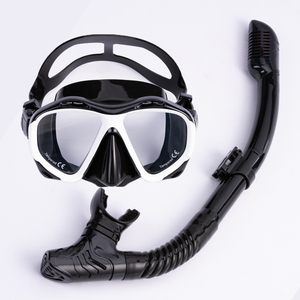Masque de plongée en apnée blanc noir Standard, grand visage, combinaison de plongée à sec confortable, masque de plongée en apnée et <span class=keywords><strong>tuba</strong></span> - Product Image 4