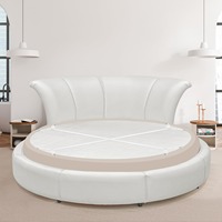 Cama Redonda King-Size de Cuero, Diseño Industrial Europeo con Estructura de Hierro y Madera de Mango, Desglose Completo del Precio