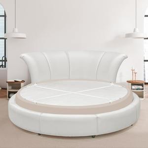 מיטת עור בגודל מלא עגול עיצוב תעשייתי אירופאי עם מסגרת ברזל עץ מנגו פירוט כולל מחיר - Product Image 3