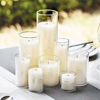 Vase cylindrique en verre pour décoration de maison et de mariage Bougeoir à eau flottante Pièce maîtresse de table élégante et lanterne de fête
