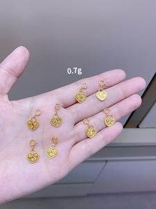 Pendentif Cœur en Or 18K/14K avec Fermoir à Ressort, Breloque Cœur Creux pour Bracelet et Collier, Bijoux Fins, Breloque DIY - Product Image 5