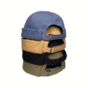 Gorros Docker de Color Puro sin Visera, Gorro de Verano para Hombre y Mujer, Gorro Retro de Algodón con Borde Enrollado - Product Image 4