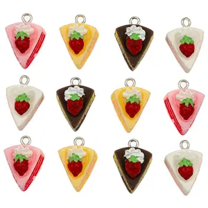 Kawaii 시뮬레이션 식품 딸기 레이어 케이크 DIY 수지 매력 펜던트 수제 목걸이 귀걸이 보석 액세서리 만들기