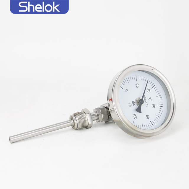 Shelok Industrial Bimetal Thermometer Adjustable Stainless Steel Case for Pipeline Tank Vapor System Temperature Measurement