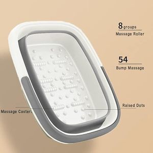 Bañera Plegable para Pies, Tina de Plástico para Remojar con Asas y Masajeador de Puntos de Acupuntura, Cesta de Lavandería Plegable - Gris - Product Image 2