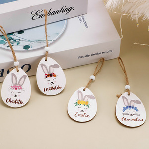 Wooden Oval <b>Easter</b> Decoration Round Pendant With Floral Design Indoor <b>Easter</b> <b>Ornament</b> - Product Image 2