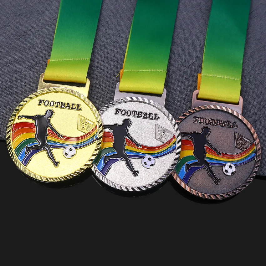 Produsen desain gratis Souvenir kerajinan logam kustom medali sepak bola untuk pertandingan olahraga sepak bola