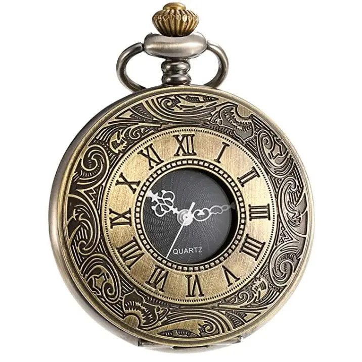 Antik roma kuvars Flip zincirli cep saati kişiselleştirilmiş cep saati kazınmış yıldönümü hediyesi erkekler için