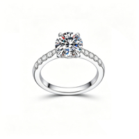 Bague de fiançailles en moissanite ronde taille brillant 1,2 carats D VVS1, en argent 925 avec double pavé, certifiée GRA, vente en gros d'usine