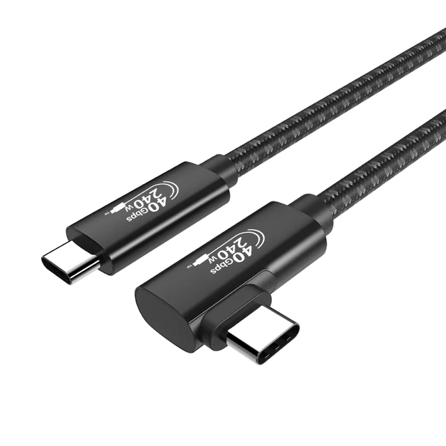 USB4 Gen 3 40GB Data Cables 90 Degree USB-C Coaxial Cable for Thunderbolt 4 PD 240W 8K Video Tipo C Cable