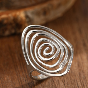Nischen-Spiralringe für Damen und Herren, Verstellbar, Edelstahl, Minimalistisch, Geometrisch, Vintage-Stil Accessoires ALN2601001829 - Product Image 5