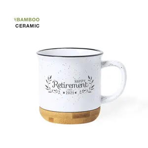 Tazza in ceramica con base in bambù, merchandising sostenibile - Product Image 1