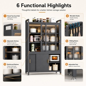 <span class=keywords><strong>Buffet</strong></span> de luxe en métal <span class=keywords><strong>blanc</strong></span> avec portes coulissantes cannelées, meuble de rangement moderne en fer de style farmhouse, éco-responsable pour salon - Product Image 5