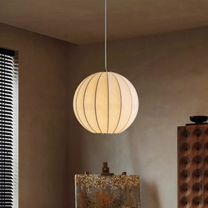 Lampe suspendue ronde de 40 cm en <span class=keywords><strong>tissu</strong></span> de soie artificielle blanche faite à la main, luminaire suspendu pour cuisine, salon, chambre, hôtel - Product Image 4