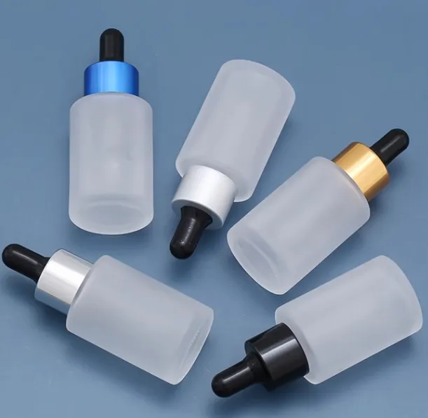 2024 Hot Selling 30ml Custom Oil Serum Bottle Clear Matte Dropper Glass Bottle with Box