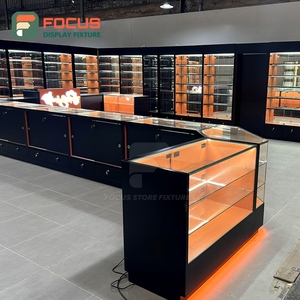 Enclosed Smoke Shop Display Cabinet Wood Glass Showcase Counter LED Lighting Tobacco Display Cabinet - Product Image 4