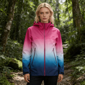 <span class=keywords><strong>Veste</strong></span> de pluie imperméable pour <span class=keywords><strong>femme</strong></span> avec capuche, légère et pliable, pour la <span class=keywords><strong>randonnée</strong></span>, couleurs dégradées pour le trekking et l'escalade - Product Image 3