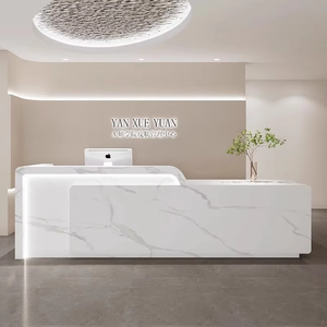 Nhà Máy Biểu Tượng Tùy Chỉnh Thu Ngân Tiếp Tân Bàn Bền Truy Cập Hot Hồng Trắng Cho Vẻ Đẹp Salon Tiệm Cắt Tóc Sử Dụng - Product Image 3