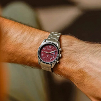 Montre pour homme CILOA rouge personnalisable, tendance, élégante, décontractée, nouveau style, étanche, à quartz, bracelet en cuir, 40 mm, haute qualité