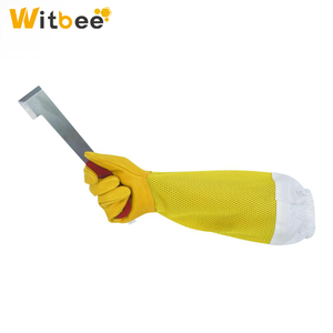 Gants d'apiculture professionnels Witbee BG-6 jaunes, anti-piqûres, en peau de mouton, manches respirantes en maille, longues manchettes élastiques, gants de sécurité - Product Image 2