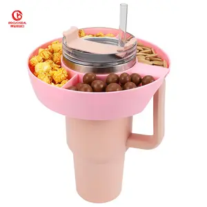 Bandeja de cuenco de anillo de aperitivo reutilizable de silicona de 4 compartimentos para Tumbler Quencher Adventure 40oz con asa