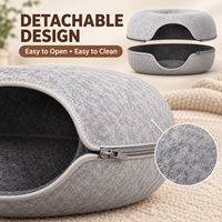 Vente en gros de lit pour chat en feutre, maison-caverne pour animaux de compagnie, détachable, lavable, nid douillet pour chat, maison pour animaux de compagnie OEM ODM