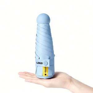 Parapluie léger et portable, mini parapluie pliable compact de voyage, petit parapluie soleil et pluie avec logo personnalisé, parapluie de poche avec étui - Product Image 1