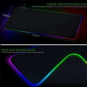 <span class=keywords><strong>Tapis</strong></span> <span class=keywords><strong>de</strong></span> <span class=keywords><strong>souris</strong></span> <span class=keywords><strong>gamer</strong></span> LED RGB extra large antidérapant en caoutchouc, personnalisé et imprimé, pour clavier et bureau, étanche - Product Image 3
