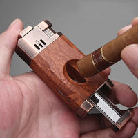 Qianxun classique haut de gamme coupe-cigare allume-cigare logo personnalisé accessoires de cigare briquet gonflable Double allume-feu
