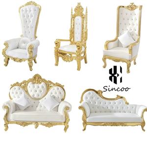 Silla de Trono de Madera Maciza de Alta Calidad, Dorada y Blanca, Estilo Europeo, Respaldo Alto, para Hotel o Sala de Espera - Product Image 2