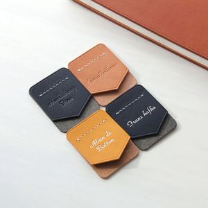 Personalized Initial PU Leather <b>Bookmark</b> Group <b>Gift</b> Modern Book Clip Page Markers Reusable Letterpress Printed Education Reading - Product Image 4