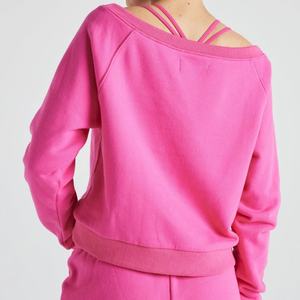 Conjuntos Cortos Personalizados para Mujer, Camiseta Holgada con Hombros Descubiertos, Sudadera Tipo Pullover, Blusa Lisa y Pantalones para Mujer - Product Image 4