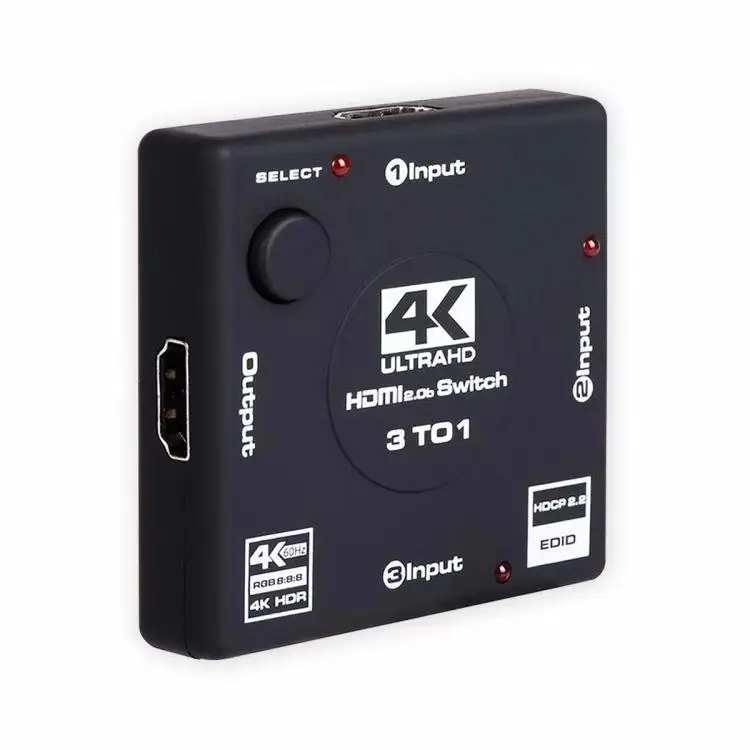 3 em 1 Fora 4K HDMI Switch 4K @ 60Hz Ultra HD HDMI Switcher