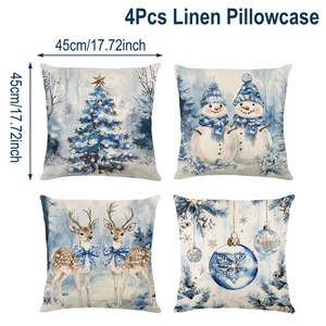 Lot de <span class=keywords><strong>4</strong></span> housses de coussin décoratives en tissu peau de pêche pour Noël, cadeaux du Père Noël, décorations de Noël, cadeaux de fête personnalisés - Product Image 6