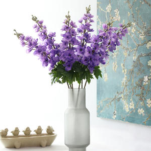 W-A0197 Bouquet artificiel de fleurs violettes, fausses fleurs de delphinium, fleurs artificielles au toucher réel, fleurs blanches, décoration de mariage - Product Image 6