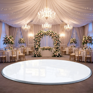 Piso de baile portátil modular entrelazado LEDA, redondo, blanco, para bodas, fiestas, banquetes y eventos. - Product Image 1