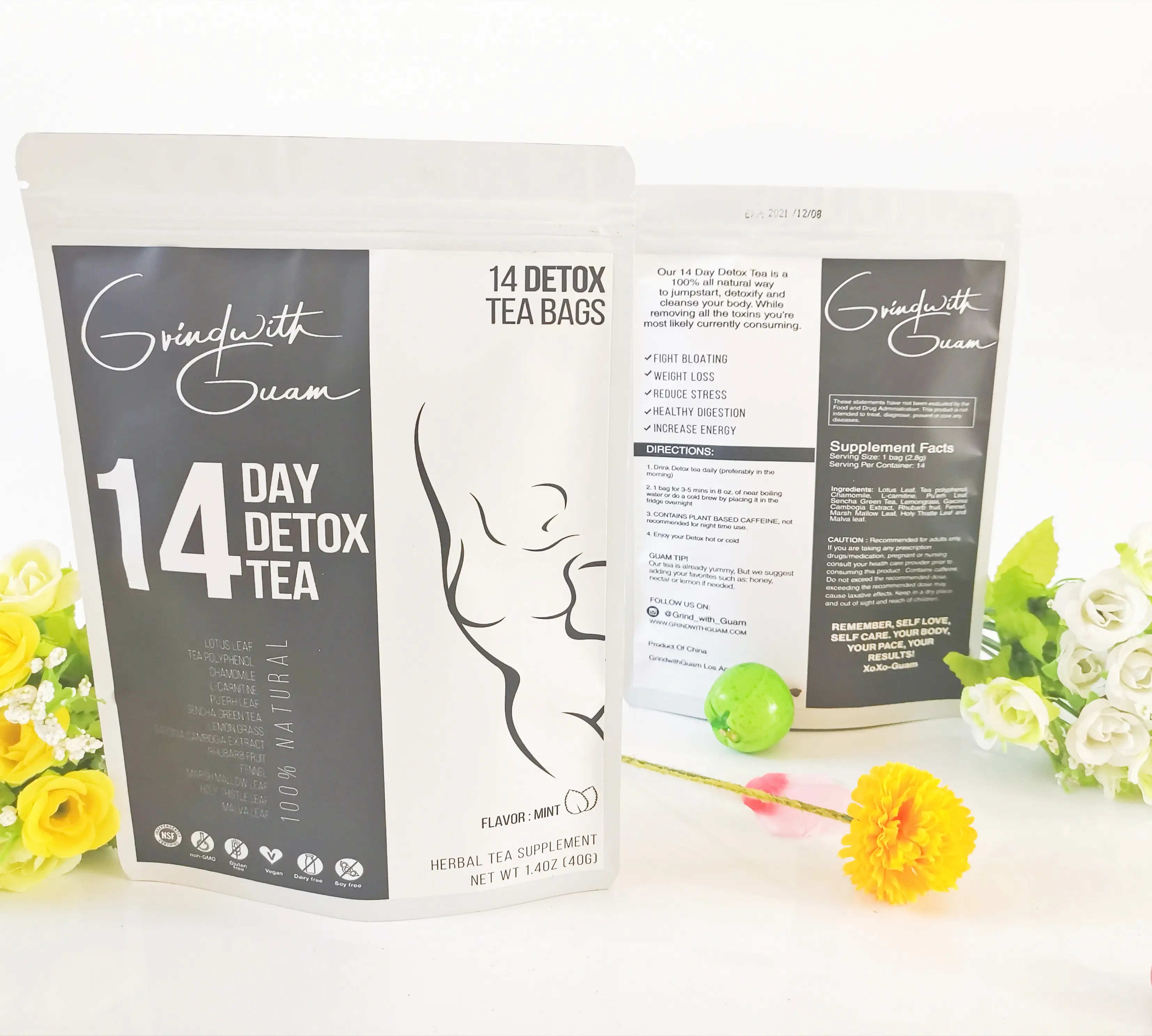 Mint flavor slimming tea 14 days 100% herbal slim fast beauty detox tea