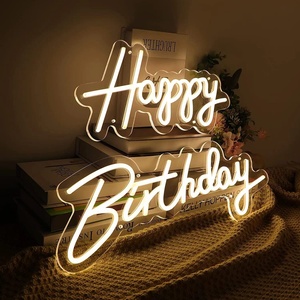 Feliz cumpleaños 3D letras de neón luces personalizadas Color ajustable Control remoto LED Bar luces decorativas a prueba de agua - Product Image 1