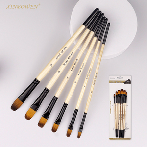 Xin Bowen - Juego de 6 Pinceles Profesionales de Nailon para Acuarela, Óleo y Acrílico, con Mangos de Madera para <span class=keywords><strong>Dibujo</strong></span> Artístico - Product Image 5