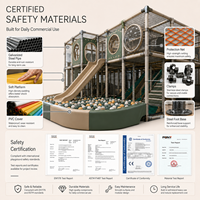 Equipo de Juegos Interior Comercial, Área de Juegos Compacta con Piscina de Pelotas, Tobogán y Túnel, Personalizable, Pequeño, para Cafeterías, con Certificación CE, ASTM y EN1176