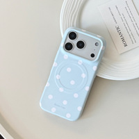 Coque de téléphone magnétique à pois mignons, givrée et souple, design tendance, compatible avec iPhone 14 15 16 17 Pro, protection intégrale