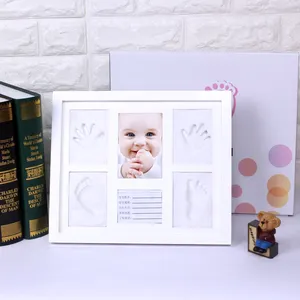 Conjunto de moldura de fotos de bebê, venda quente, conjunto de moldura para fotos do bebê, kit de presente para criar a mão ou pé, lembrança