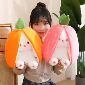 뜨거운 판매 Kawaii 가변 딸기 토끼 봉제 인형 멀티 폼 귀여운 당근 토끼 봉제 장난감