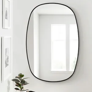 Espelho de banheiro longo desenho de metal para parede oval