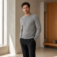 Pull-over à col rond personnalisé OEM/ODM pour homme, en maille, polyester/acrylique/mélange, respirant, très élastique, couche de base